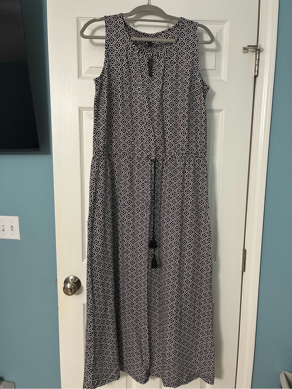 Talbots Black and White Geometric Maxi Dress
